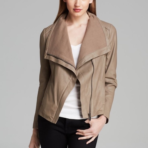 Elie Tahari Andreas Drape Gray Lamb Leather Jacket - Picture 16 of 16